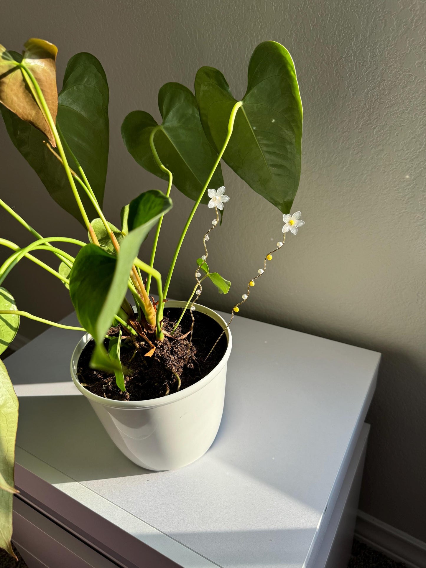 Plant decor, indoor plant pots, plant ornaments, crystals, plant lover gift, plant stakes, elegant floral garden charm for indoor plants