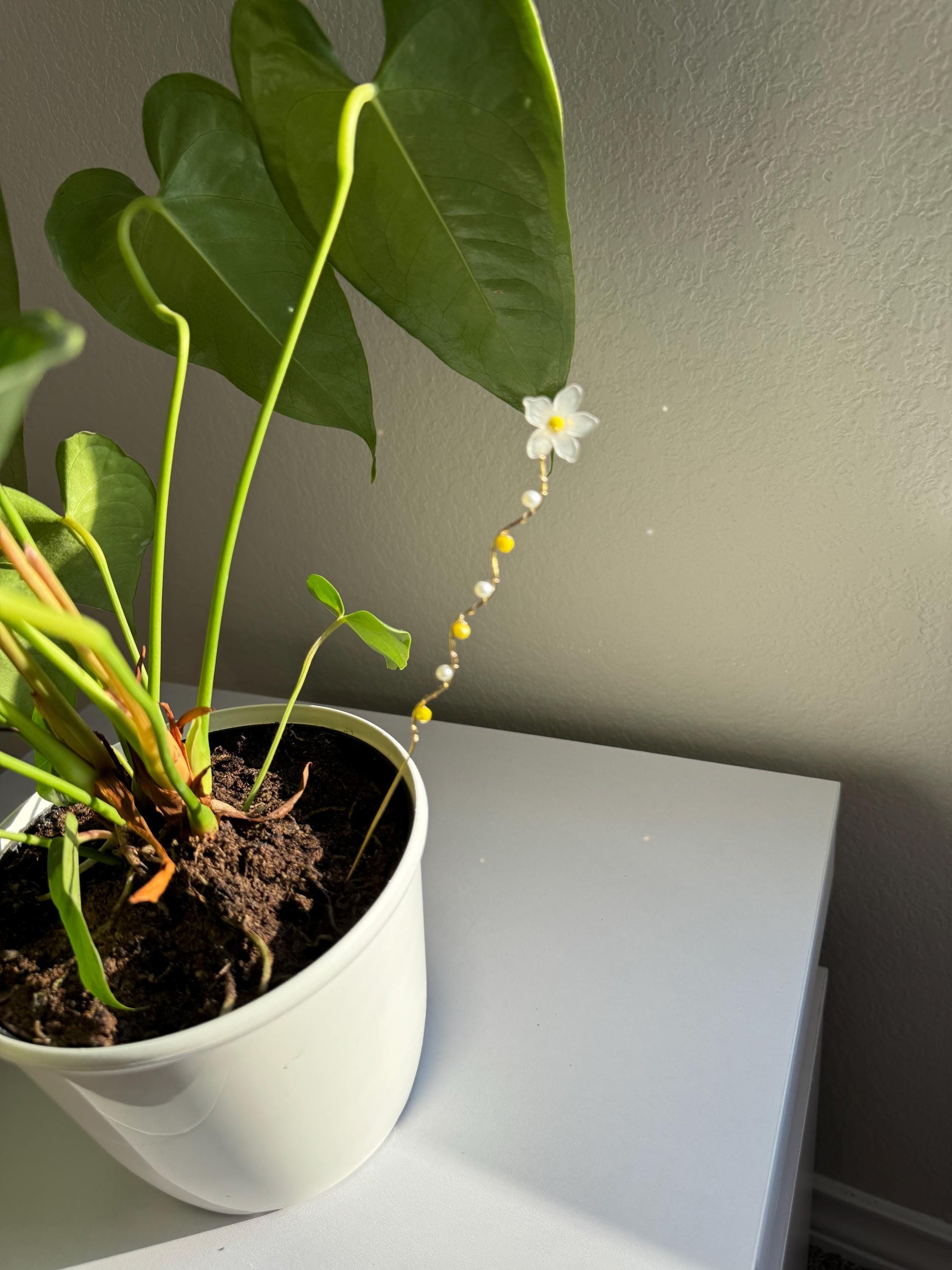 Plant decor, indoor plant pots, plant ornaments, crystals, plant lover gift, plant stakes, elegant floral garden charm for indoor plants