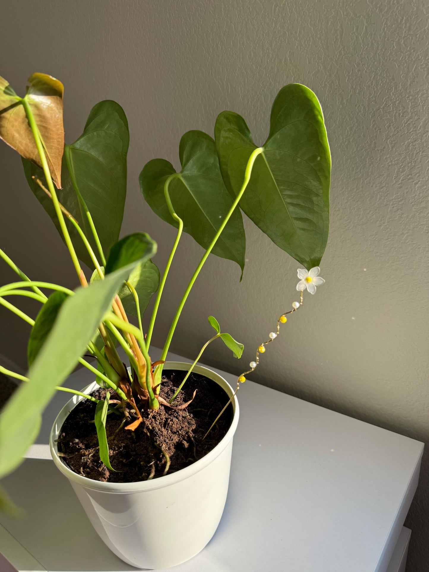 Plant decor, indoor plant pots, plant ornaments, crystals, plant lover gift, plant stakes, elegant floral garden charm for indoor plants
