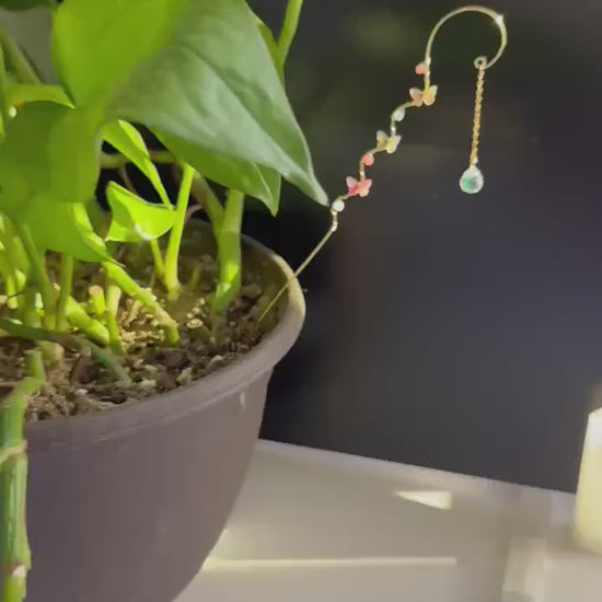 Whimsical Butterfly Plant Stake with Crystal Drop – Colorful Garden Decor | Fairy Garden Accessory | Sun Catcher for Houseplants