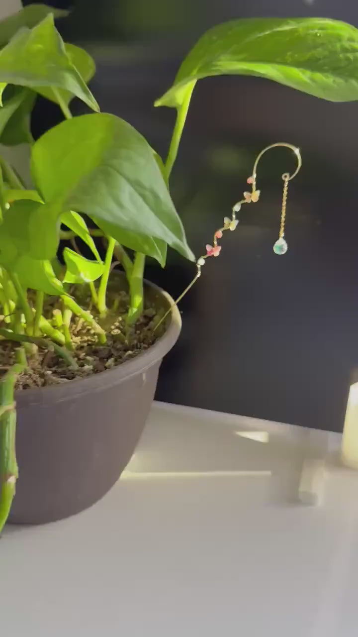 Whimsical Butterfly Plant Stake with Crystal Drop – Colorful Garden Decor | Fairy Garden Accessory | Sun Catcher for Houseplants