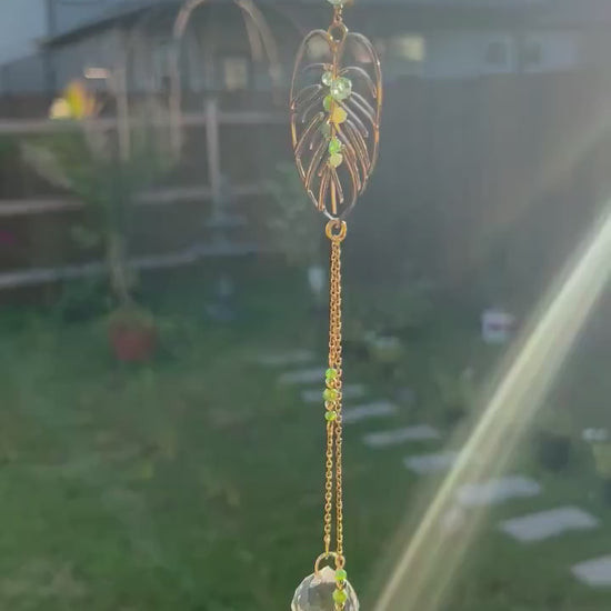 Suncatcher for plant lover gift monstera decor sun catcher rainbow prism light catcher window hanging dreamcatcher crystal leaf decor beads