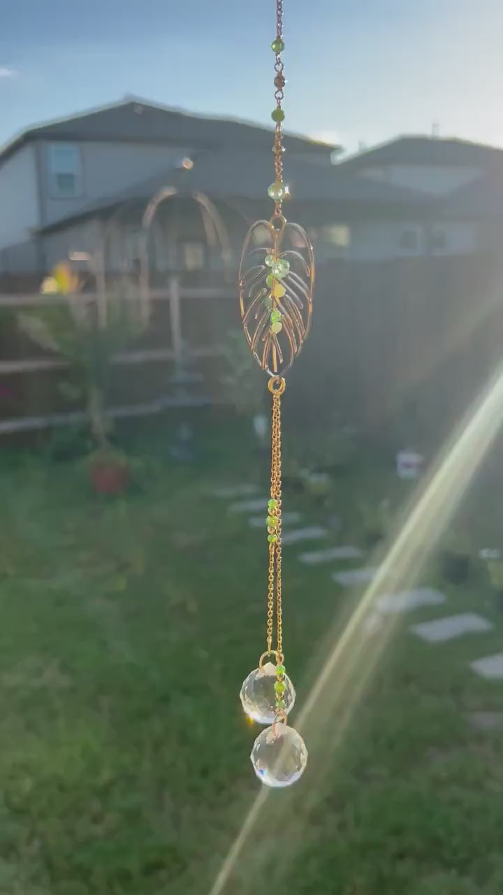 Suncatcher for plant lover gift monstera decor sun catcher rainbow prism light catcher window hanging dreamcatcher crystal leaf decor beads