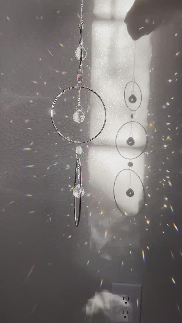 Sun catcher, suncatcher, crystal sun catcher, rainbow crystal, dream catcher, birthday gift, for her, silver decor, prism, fairycore decor