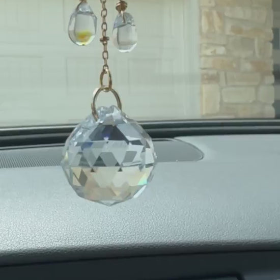 Car charm sun catcher rear view mirror accessory crystal rain cloud decor car crystal prism hanging keychain cute car gift suncatcher