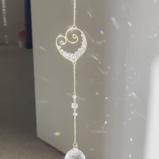 Sun catcher, suncatcher, light catcher, crystal decor, handmade, rainbow maker, prism, for windows, boho, gift, heart shape, feng shui