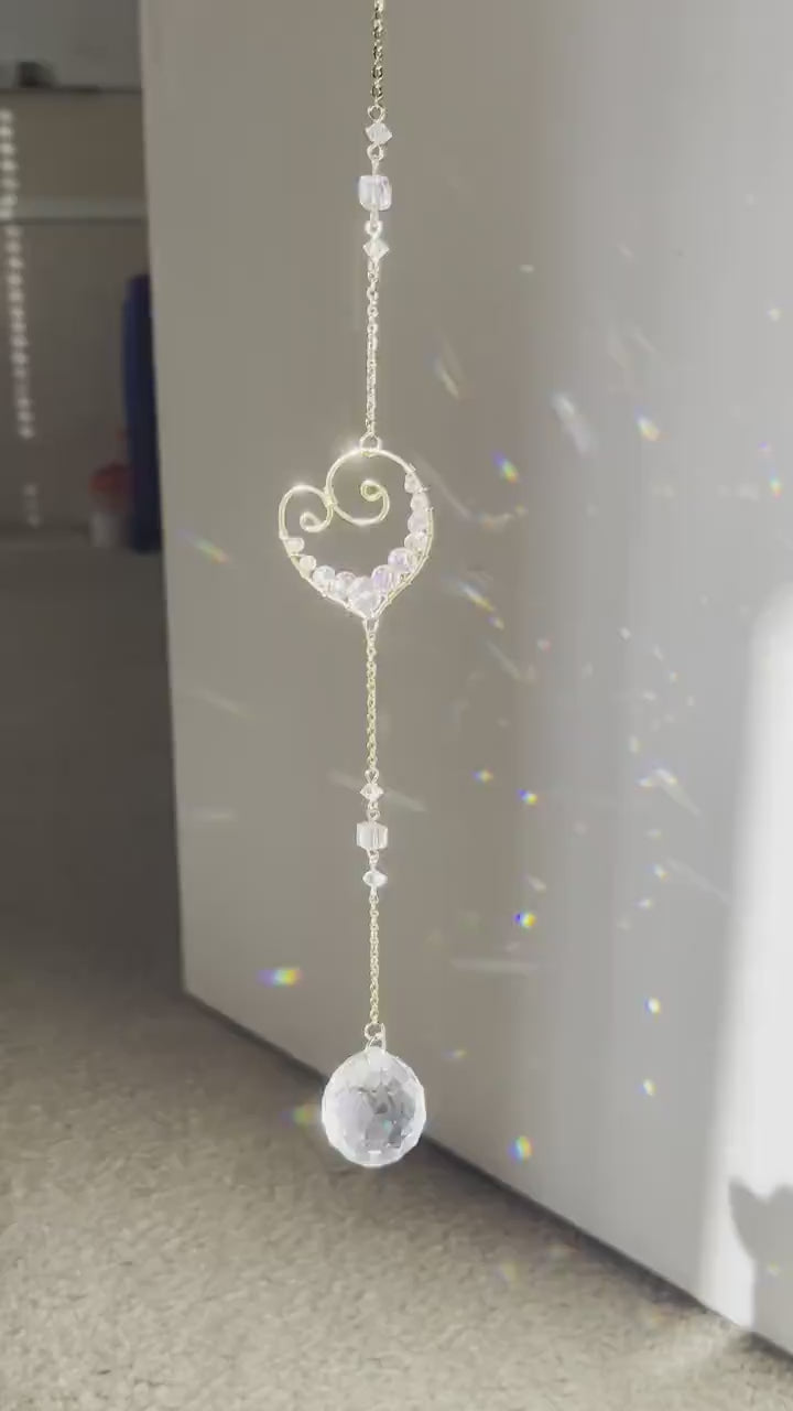 Sun catcher, suncatcher, light catcher, crystal decor, handmade, rainbow maker, prism, for windows, boho, gift, heart shape, feng shui