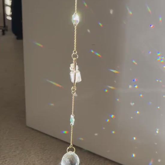 Sun catcher crystal, rainbow maker, prism crystal, light catcher, window hanging crystal, housewarming unique gift, windchime, dreamcatcher