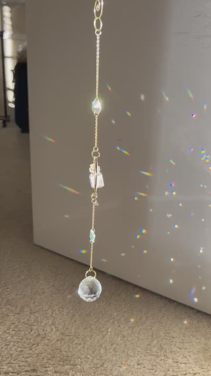 Sun catcher crystal, rainbow maker, prism crystal, light catcher, window hanging crystal, housewarming unique gift, windchime, dreamcatcher
