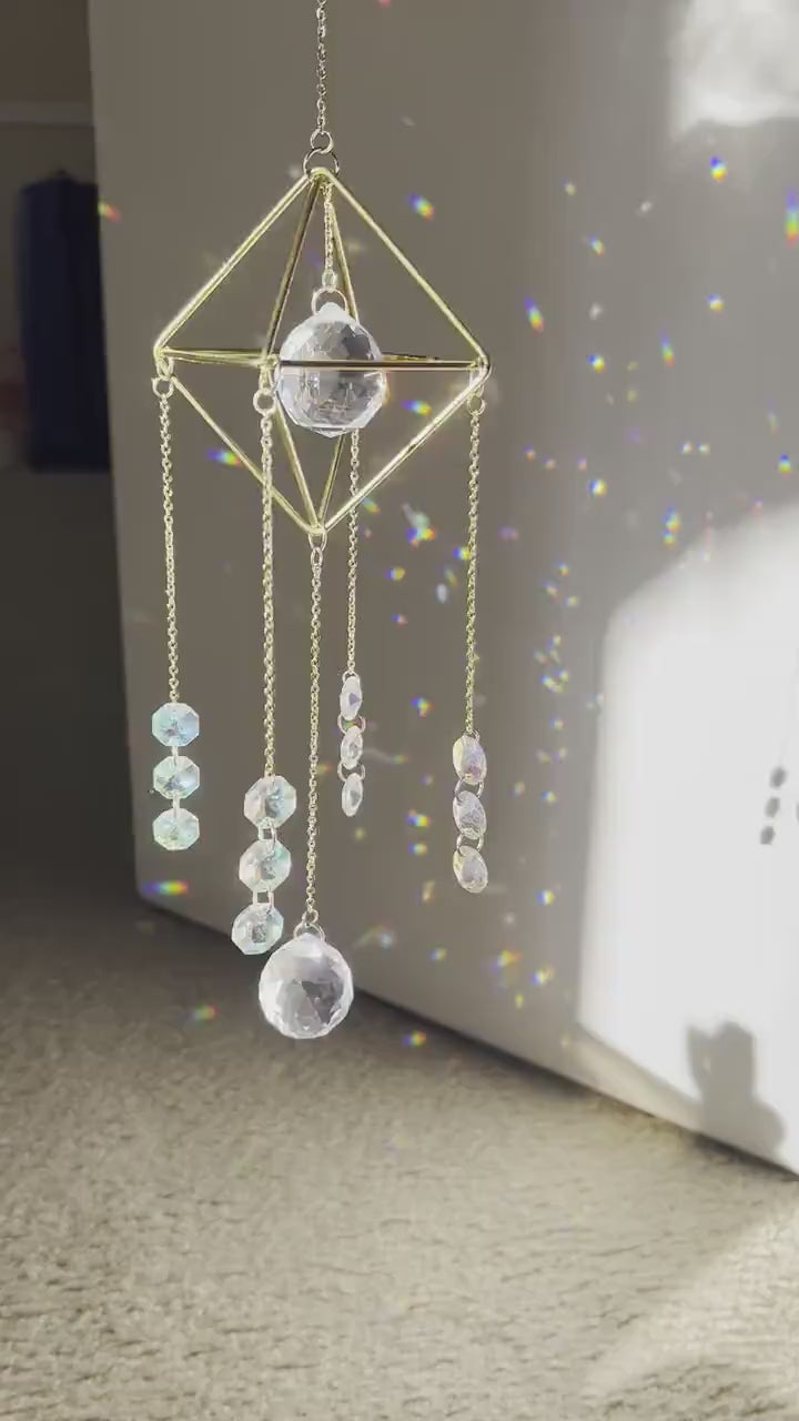 Sun catcher, suncatcher, light catcher, crystal decor, handmade decor, rainbow maker, prism, for windows, dreamcatcher, gift