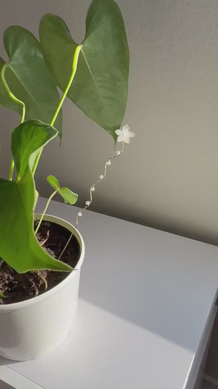 Plant decor, indoor plant pots, plant ornaments, crystals, plant lover gift, plant stakes, elegant floral garden charm for indoor plants